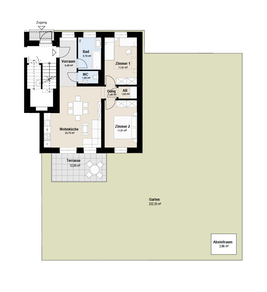 Grundriss Stiege 1, Top 2